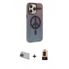 ieg™ iPhone 13 Pro Max Kılıf Siluet Modern Koleksiyonu - Şeffaf Maxco Cam Ekran Koruyucu + Rainbow Kamera Lens Koruma Cam - MI