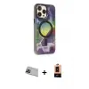 ieg™ iPhone 13 Pro Max Kılıf Siluet Modern Koleksiyonu - Şeffaf Maxco Cam Ekran Koruyucu + Rainbow Kamera Lens Koruma Cam - MI