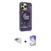 ieg™ iPhone 13 Pro Max Kılıf Siluet Modern Koleksiyonu - Siyah Bilvis 5in1 3D Magic Cam Ekran Koruyucu + Pers Alüminyum Kamera Lens - SABE
