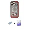 ieg™ iPhone 13 Pro Max Kılıf Siluet Modern Koleksiyonu - Siyah Bilvis 5in1 5D Magic Hayalet Cam Ekran Koruyucu + Shine Kamera Lens Koruma Cam - MI