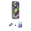 ieg™ iPhone 13 Pro Max Kılıf Siluet Modern Koleksiyonu - Siyah Bilvis 5in1 5D Magic Hayalet Cam Ekran Koruyucu + Shine Kamera Lens Koruma Cam - GI
