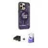 ieg™ iPhone 13 Pro Max Kılıf Siluet Modern Koleksiyonu - Siyah Bilvis 5in1 5D Magic Hayalet Cam Ekran Koruyucu + Raze Metal Kamera Lens - GD