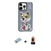 ieg™ iPhone 13 Pro Max Kılıf Siluet Modern Özel Seri - Şeffaf Maxco Cam Ekran Koruyucu + Shine Kamera Lens Koruma Cam - MI