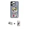 ieg™ iPhone 13 Pro Max Kılıf Siluet Modern Özel Seri - Siyah Bilvis 3D Mat Cam Ekran Koruyucu + Rainbow Kamera Lens Koruma Cam - MR