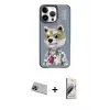 ieg™ iPhone 13 Pro Max Kılıf Siluet Modern Özel Seri - Siyah Bilvis 3D Mat Cam Ekran Koruyucu + Rainbow Kamera Lens Koruma Cam - MI