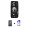 ieg™ iPhone 13 Pro Max Kılıf Siluet Modern Özel Seri - Siyah Bilvis 5in1 3D Magic Cam Ekran Koruyucu + Neon Fosforlu Kamera Lens - BZ