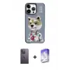 ieg™ iPhone 13 Pro Max Kılıf Siluet Modern Özel Seri - Siyah Bilvis 5in1 3D Magic Cam Ekran Koruyucu + Neon Fosforlu Kamera Lens - BZ