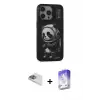 ieg™ iPhone 13 Pro Max Kılıf Siluet Modern Özel Seri - Siyah Bilvis 5in1 3D Magic Cam Ekran Koruyucu + Pers Alüminyum Kamera Lens - SABE