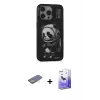 ieg™ iPhone 13 Pro Max Kılıf Siluet Modern Özel Seri - Siyah Bilvis 5in1 5D Magic Hayalet Cam Ekran Koruyucu + Renkli Kamera Lens Koruma Cam - SI