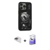 ieg™ iPhone 13 Pro Max Kılıf Siluet Modern Özel Seri - Siyah Bilvis 5in1 5D Magic Hayalet Cam Ekran Koruyucu + Pers Alüminyum Kamera Lens - GI
