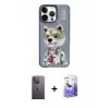 ieg™ iPhone 13 Pro Max Kılıf Siluet Modern Özel Seri - Siyah Bilvis 5in1 5D Magic Hayalet Cam Ekran Koruyucu + Neon Fosforlu Kamera Lens - BZ