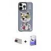 ieg™ iPhone 13 Pro Max Kılıf Siluet Modern Özel Seri - Siyah Bilvis 5in1 5D Magic Hayalet Cam Ekran Koruyucu + Rainbow Kamera Lens Koruma Cam - KI