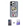 ieg™ iPhone 13 Pro Max Kılıf Siluet Modern Özel Seri - Siyah Bilvis 5in1 5D Magic Hayalet Cam Ekran Koruyucu + Neon Fosforlu Kamera Lens - MI