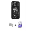 ieg™ iPhone 13 Pro Max Kılıf Siluet Modern Özel Seri - Siyah Bilvis 5in1 5D Magic Hayalet Cam Ekran Koruyucu + Rainbow Kamera Lens Koruma Cam - BZ