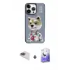 ieg™ iPhone 13 Pro Max Kılıf Siluet Modern Özel Seri - Siyah Bilvis 5in1 5D Magic Hayalet Cam Ekran Koruyucu + Pers Alüminyum Kamera Lens - GI