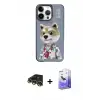ieg™ iPhone 13 Pro Max Kılıf Siluet Modern Özel Seri - Siyah Bilvis 5in1 5D Magic Hayalet Cam Ekran Koruyucu + Raze Metal Kamera Lens - GD