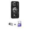 ieg™ iPhone 13 Pro Max Kılıf Siluet Modern Özel Seri - Siyah Bilvis 5in1 5D Magic Hayalet Cam Ekran Koruyucu + Rainbow Kamera Lens Koruma Cam - KI