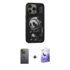 ieg™ iPhone 13 Pro Max Kılıf Siluet Modern Özel Seri - Siyah Bilvis 5in1 5D Magic Hayalet Cam Ekran Koruyucu + Neon Fosforlu Kamera Lens - YL