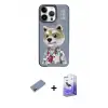 ieg™ iPhone 13 Pro Max Kılıf Siluet Modern Özel Seri - Siyah Bilvis 5in1 5D Magic Hayalet Cam Ekran Koruyucu + Shine Kamera Lens Koruma Cam - PE