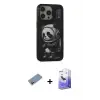 ieg™ iPhone 13 Pro Max Kılıf Siluet Modern Özel Seri - Siyah Bilvis 5in1 5D Magic Hayalet Cam Ekran Koruyucu + Shine Kamera Lens Koruma Cam - PE