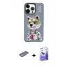 ieg™ iPhone 13 Pro Max Kılıf Siluet Modern Özel Seri - Siyah Bilvis 5in1 5D Magic Hayalet Cam Ekran Koruyucu + Renkli Kamera Lens Koruma Cam - SI