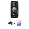 ieg™ iPhone 13 Pro Max Kılıf Siluet Modern Özel Seri - Siyah Bilvis 5in1 5D Magic Hayalet Cam Ekran Koruyucu + Raze Metal Kamera Lens - GD