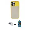 ieg™ iPhone 13 Pro Max Kılıf Vadi Çizgi - Siyah 18D Cam Ekran Koruyucu + Pers Alüminyum Kamera Lens - LT