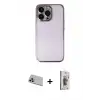 ieg™ iPhone 13 Pro Max Kılıf Vadi Minimal - Siyah Bilvis 3D Cam Ekran Koruyucu + Rainbow Kamera Lens Koruma Cam - MR