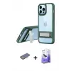 ieg™ iPhone 13 Pro Max Kılıf Yadigar Yansıma - Siyah Bilvis 5in1 5D Magic Hayalet Cam Ekran Koruyucu + Renkli Kamera Lens Koruma Cam - MI