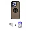 ieg™ iPhone 13 Pro Max Kılıf Yörünge Çizgi - Siyah Bilvis 5in1 3D Magic Cam Ekran Koruyucu + Pers Alüminyum Kamera Lens - GD