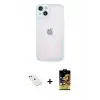 ieg™ iPhone 14 Kılıf Ahenk Çizgi Serisi - Siyah Buffer Cam Ekran Koruyucu + Diamond Kamera Lens - KI