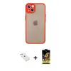 ieg™ iPhone 14 Kılıf Ahenk Çizgi Serisi - Siyah Buffer Cam Ekran Koruyucu + Diamond Kamera Lens - SABE