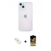 ieg™ iPhone 14 Kılıf Ahenk Çizgi Serisi - Siyah Buffer Cam Ekran Koruyucu + Diamond Kamera Lens - SABE