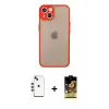 ieg™ iPhone 14 Kılıf Ahenk Çizgi Serisi - Siyah Buffer Cam Ekran Koruyucu + Shine Kamera Lens - KI