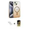 ieg™ iPhone 14 Kılıf Ahenk Doku Özel Seri - Siyah Buffer Cam Ekran Koruyucu + Diamond Kamera Lens - KI