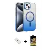 ieg™ iPhone 14 Kılıf Ahenk Doku Özel Seri - Siyah Buffer Cam Ekran Koruyucu + Diamond Kamera Lens - KI