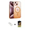 ieg™ iPhone 14 Kılıf Ahenk Doku Özel Seri - Siyah Buffer Cam Ekran Koruyucu + Diamond Kamera Lens - KI