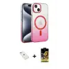 ieg™ iPhone 14 Kılıf Ahenk Doku Özel Seri - Siyah Buffer Cam Ekran Koruyucu + Diamond Kamera Lens - PE