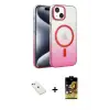 ieg™ iPhone 14 Kılıf Ahenk Doku Özel Seri - Siyah Buffer Cam Ekran Koruyucu + Diamond Kamera Lens - SABE