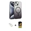 ieg™ iPhone 14 Kılıf Ahenk Doku Özel Seri - Siyah Buffer Cam Ekran Koruyucu + Diamond Kamera Lens - SABE