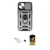 ieg™ iPhone 14 Kılıf Ahenk Klasik - Siyah Buffer Cam Ekran Koruyucu + Diamond Kamera Lens - KI