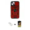 ieg™ iPhone 14 Kılıf Ahenk Klasik - Siyah Buffer Cam Ekran Koruyucu + Diamond Kamera Lens - KI