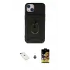 ieg™ iPhone 14 Kılıf Ahenk Klasik - Siyah Buffer Cam Ekran Koruyucu + Diamond Kamera Lens - KI