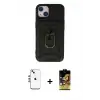 ieg™ iPhone 14 Kılıf Ahenk Klasik - Siyah Buffer Cam Ekran Koruyucu + Shine Kamera Lens - GS