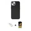 ieg™ iPhone 14 Kılıf Ahenk Serisi - Siyah Buffer Cam Ekran Koruyucu + Diamond Kamera Lens - PE
