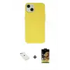ieg™ iPhone 14 Kılıf Ahenk Serisi - Siyah Buffer Cam Ekran Koruyucu + Diamond Kamera Lens - SABE