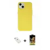 ieg™ iPhone 14 Kılıf Ahenk Serisi - Siyah Buffer Cam Ekran Koruyucu + Diamond Kamera Lens - YL