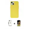 ieg™ iPhone 14 Kılıf Ahenk Serisi - Siyah Buffer Cam Ekran Koruyucu + Shine Kamera Lens - GI