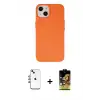 ieg™ iPhone 14 Kılıf Ahenk Serisi - Siyah Buffer Cam Ekran Koruyucu + Shine Kamera Lens - GI
