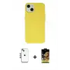 ieg™ iPhone 14 Kılıf Ahenk Serisi - Siyah Buffer Cam Ekran Koruyucu + Shine Kamera Lens - MI